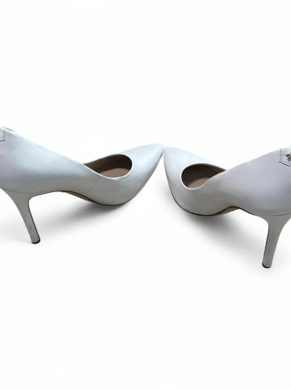 Sam Edelman White Pointed-Toe Satin Pumps
